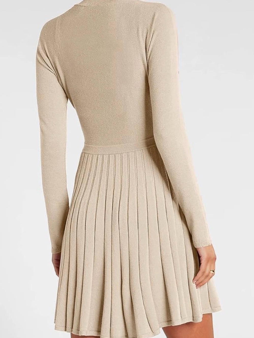 Umimi Ribbed Knit Beige Sweater Dress - Picture 8 of 8